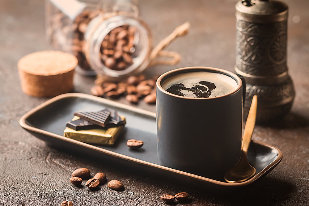 Espresso cup of hot coffee