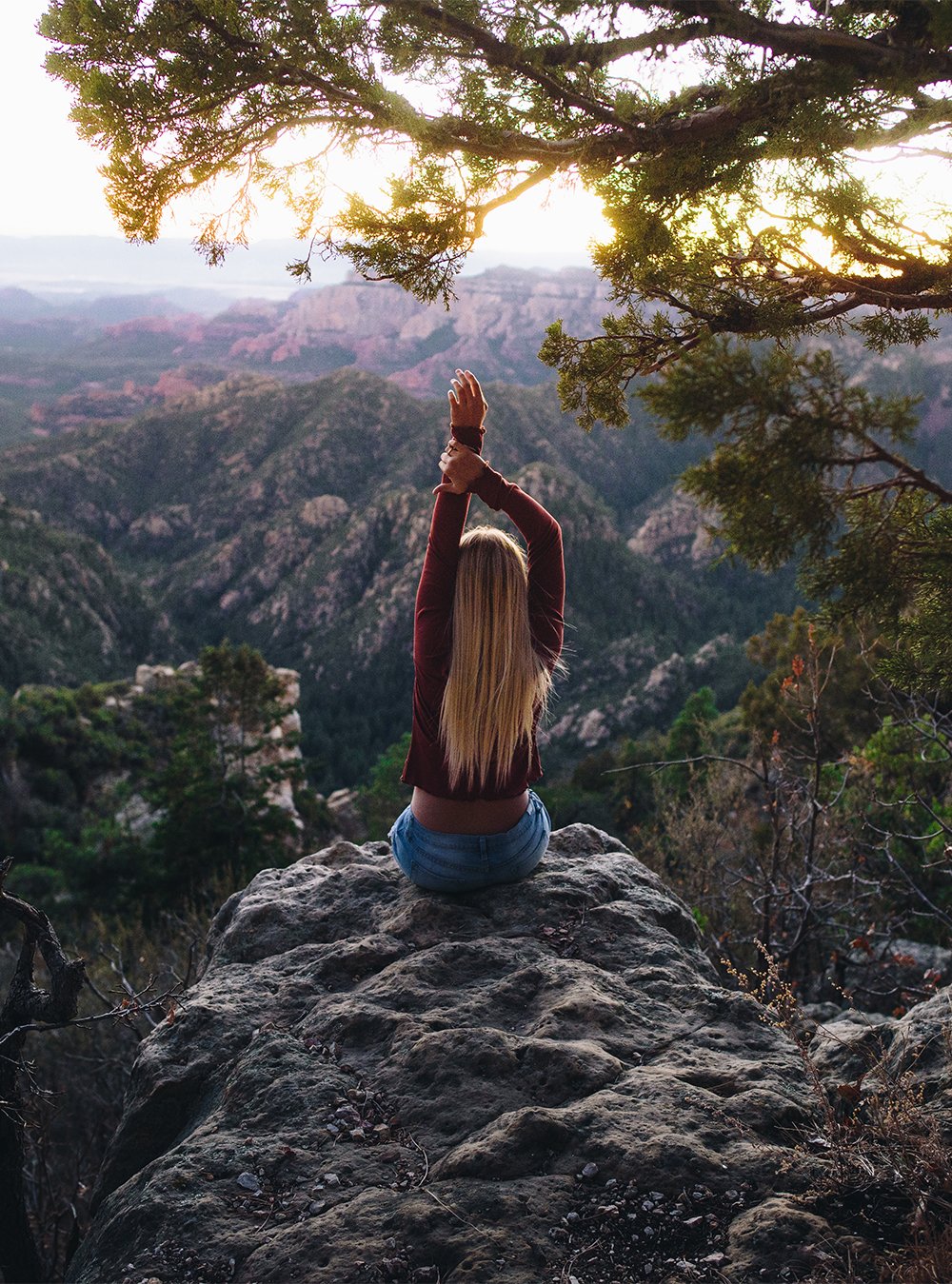 healthy woman on mountain