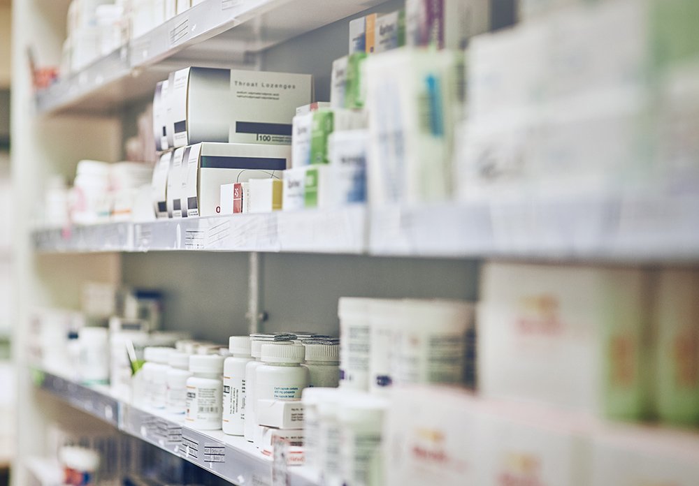 pharmacy shelves
