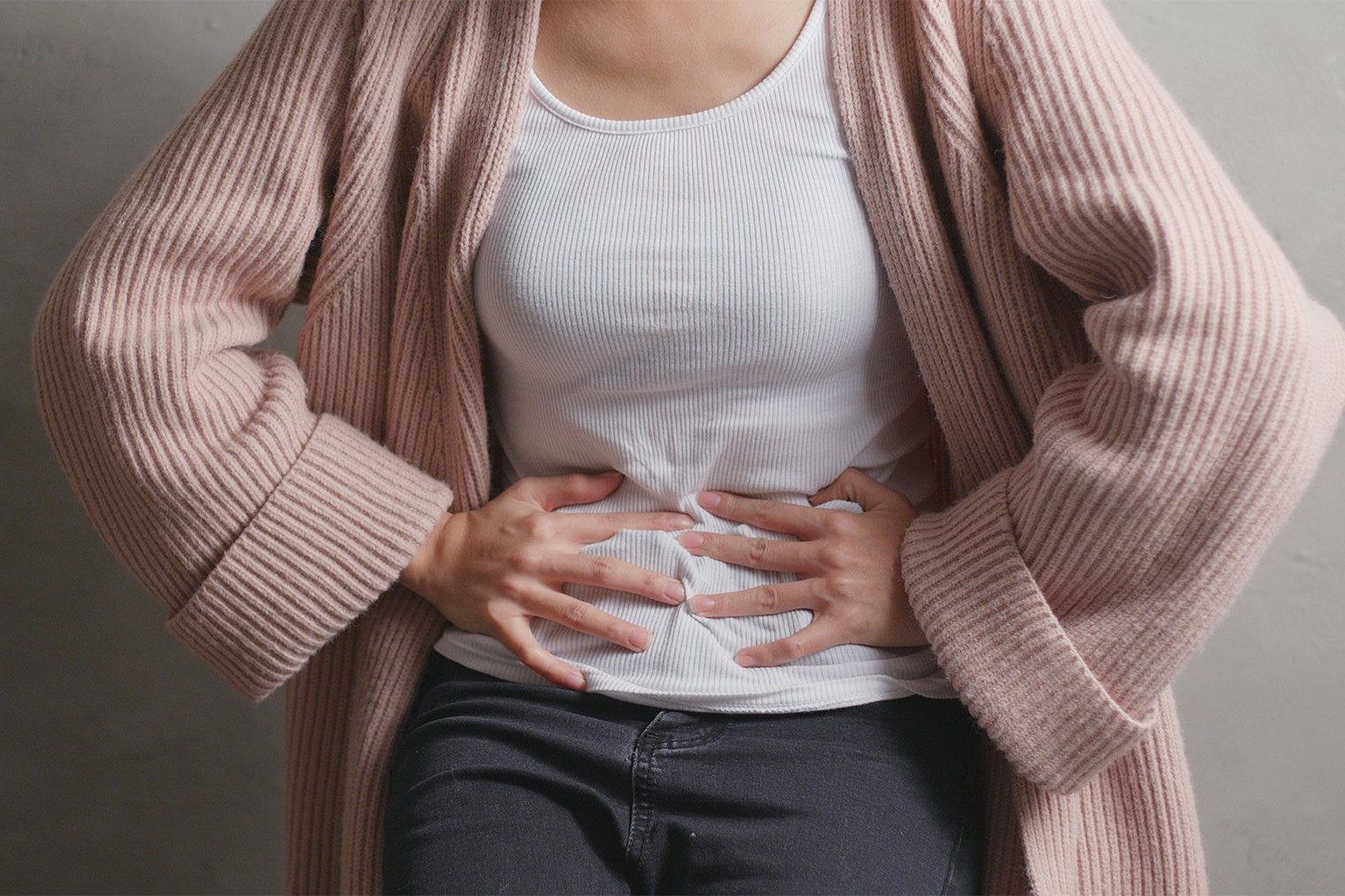 woman with stomach pain